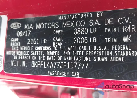 2018 Kia Forte S z USA, uszkodzony, nr VIN 3KPFL4A77JE197777